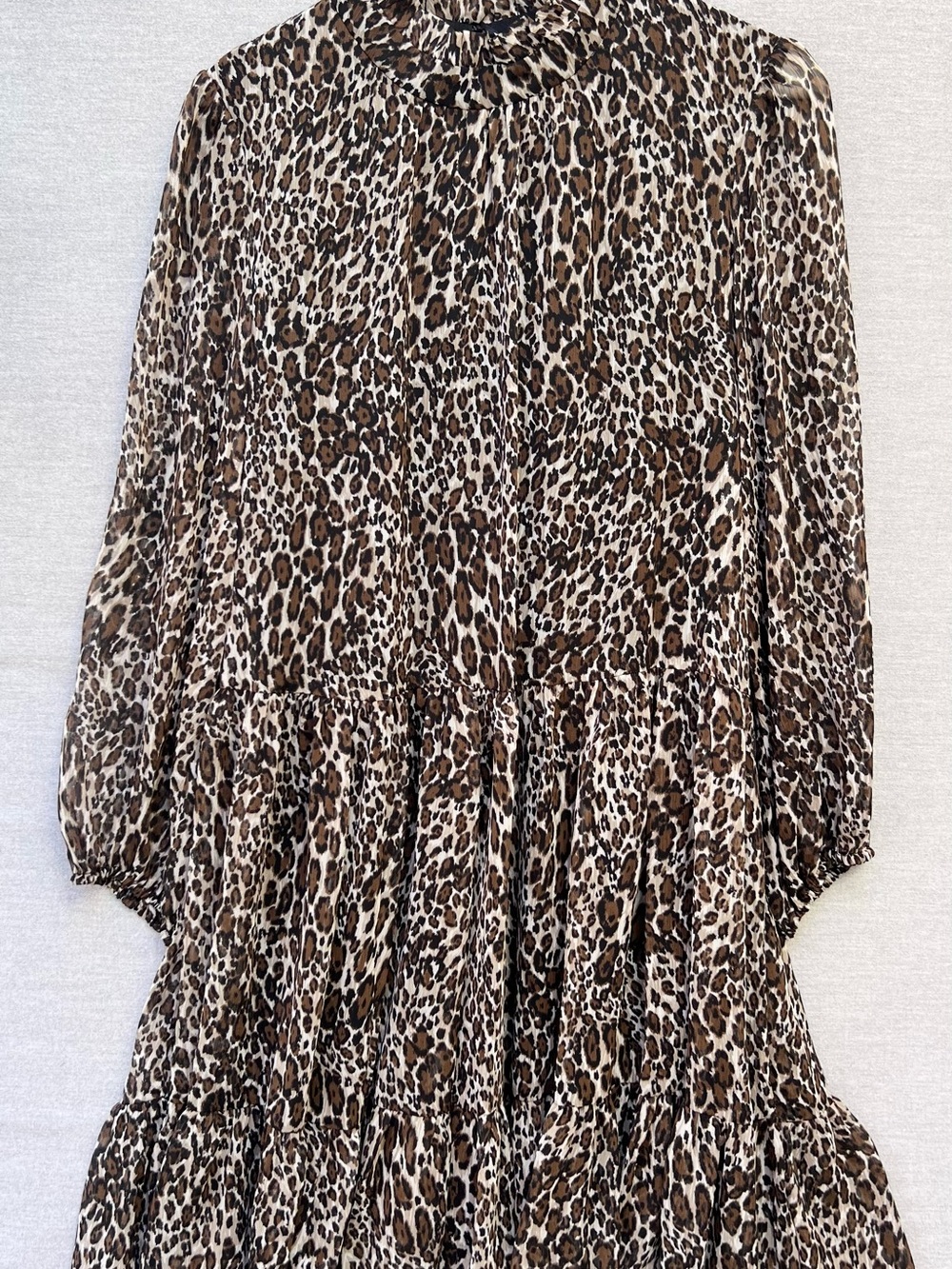 Maison Tara Leopard Print Tiered Short Dress